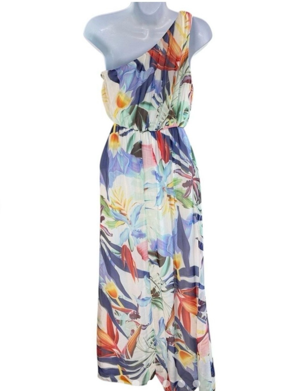Tropical One-Shoulder Maxi Dress in Multicolor Floral